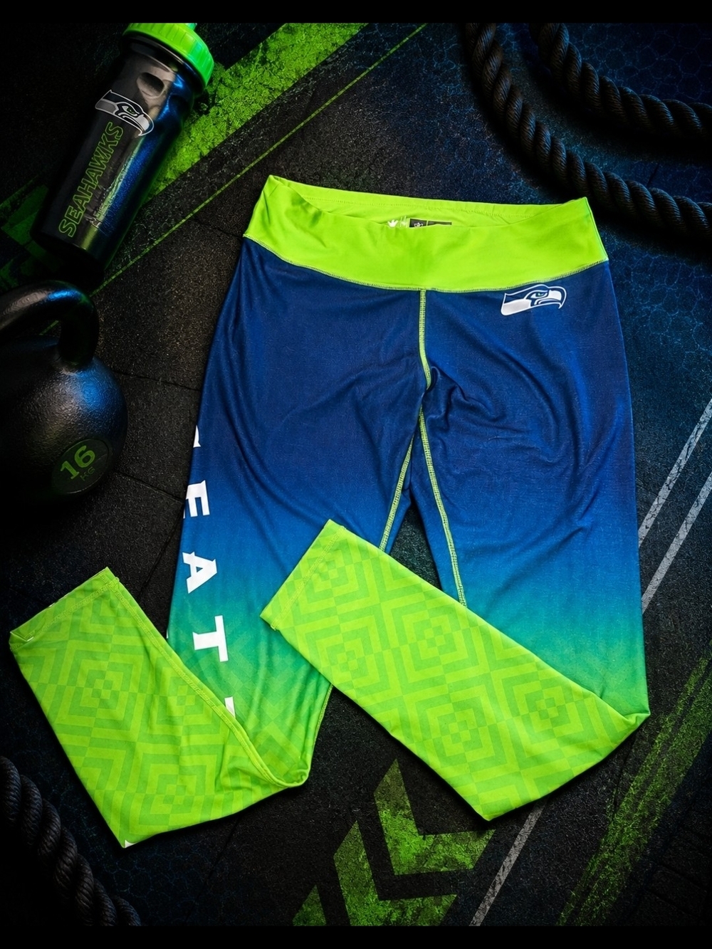 NFL Team Apparel Lime Green & White Athletic Leggings